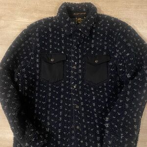 Todd Snyder Navy Sherpa Knit Shirt Jacket